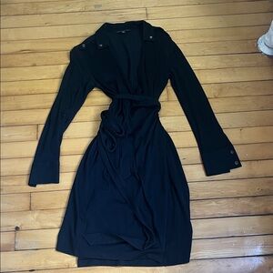 Banana Republic Black Long-Sleeve Wrap Dress with Tie